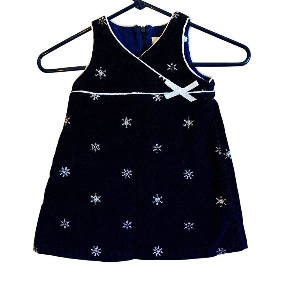Heartstrings Baby blue snowflake corduroy dress size 24m